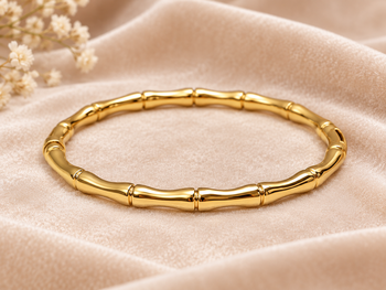 Gold-toned bamboo design bangle bracelet for women 1