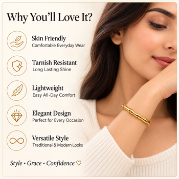 Gold-toned bamboo design bangle bracelet for women 2