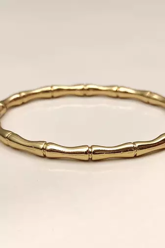 Gold-toned bamboo design bangle bracelet for women