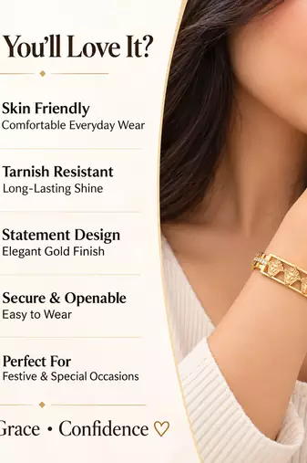 Gold-tone medusa bangle bracelet with crystal accents