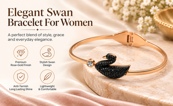 Black swan crystal bangle bracelet in rose gold tone 3