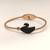 Black swan crystal bangle bracelet in rose gold tone