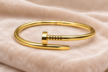 Gold-tone nail bangle bracelet, wrap-around cuff 1