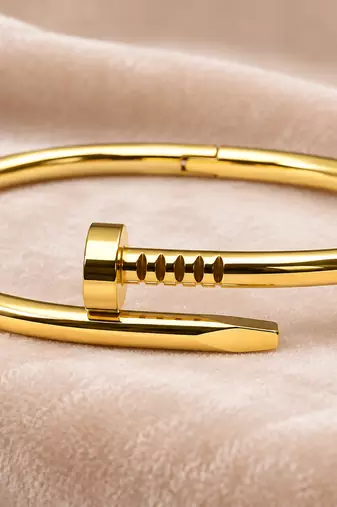 Gold-tone nail bangle bracelet, wrap-around cuff