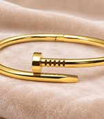 Gold-tone nail bangle bracelet, wrap-around cuff