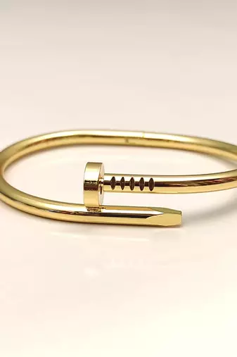 Gold-tone nail bangle bracelet, wrap-around cuff