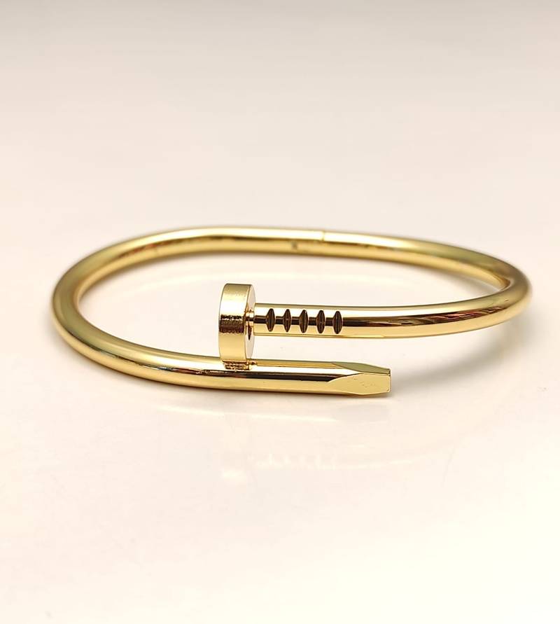 Gold-tone nail bangle bracelet, wrap-around cuff