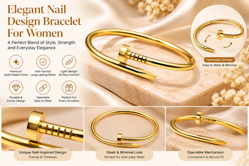 Gold-tone nail bangle bracelet, wrap-around cuff 5