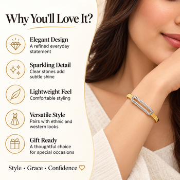 Gold-tone bangle bracelet with crystal oval centerpiece 2