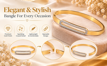 Gold-tone bangle bracelet with crystal oval centerpiece 5
