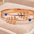 Rose gold evil eye leaf branch bangle bracelet for women