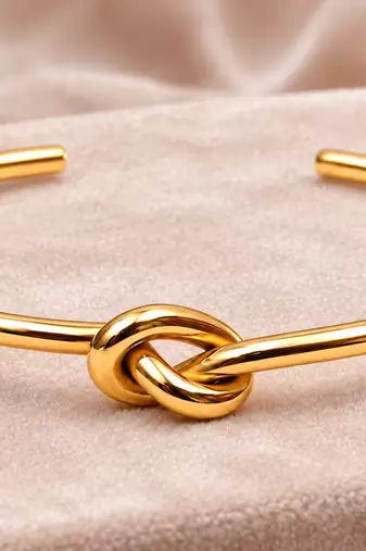 Gold-tone knot cuff bracelet for women, open bangle