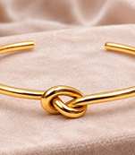 Gold-tone knot cuff bracelet for women, open bangle