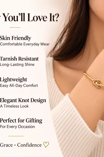 Gold-tone knot cuff bracelet for women, open bangle