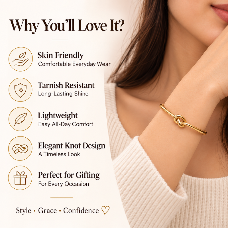 Gold-tone knot cuff bracelet for women, open bangle