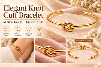 Gold-tone knot cuff bracelet for women, open bangle 3