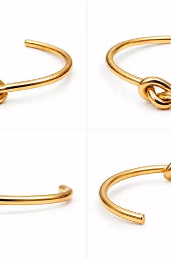 Gold-tone knot cuff bracelet for women, open bangle