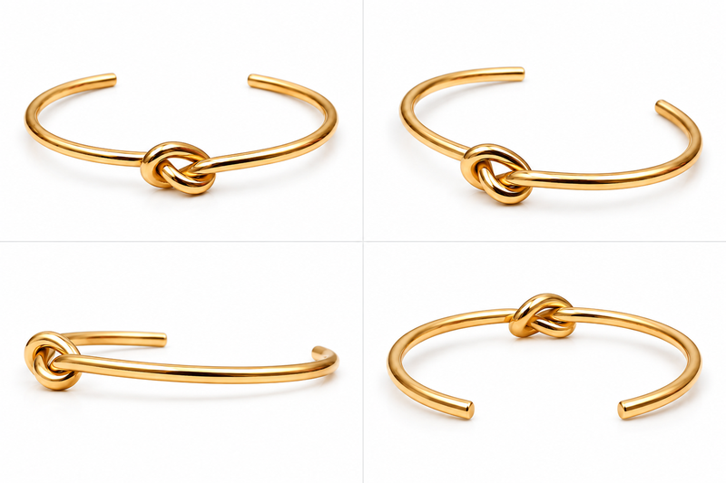 Gold-tone knot cuff bracelet for women, open bangle