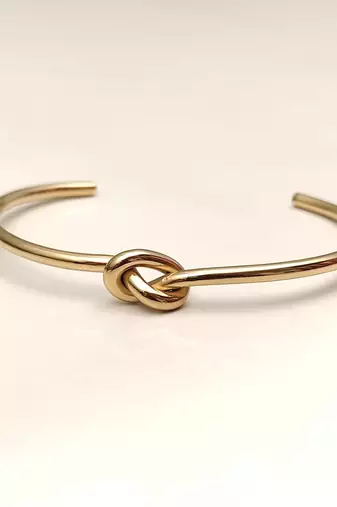 Gold-tone knot cuff bracelet for women, open bangle