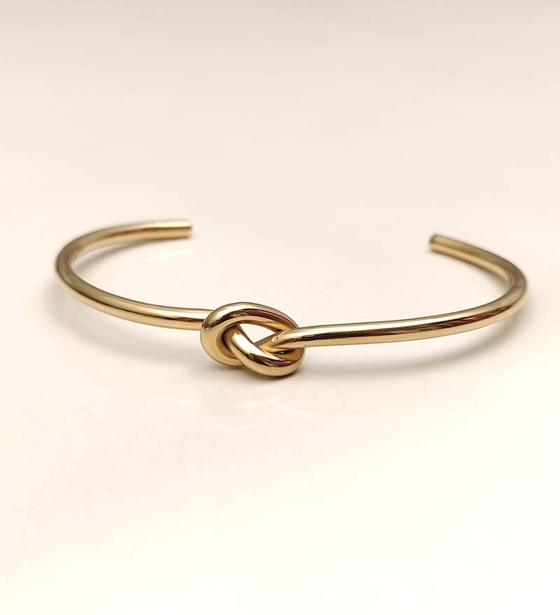 Gold-tone knot cuff bracelet for women, open bangle