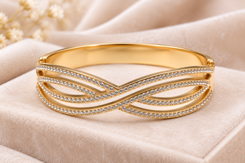 Gold-tone crystal pave infinity bangle bracelet for women 1