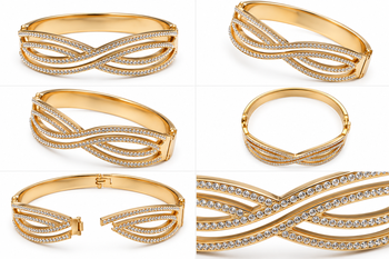 Gold-tone crystal pave infinity bangle bracelet for women 4