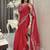red embroidered saree with blouse piece