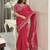 red embroidered saree with blouse piece