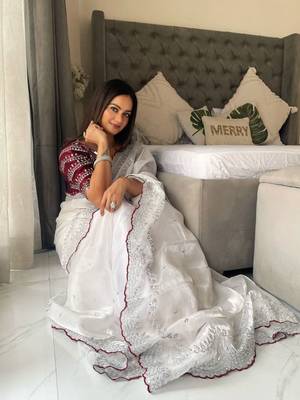 white ethnic motifs embroidered saree 5