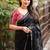 black bandhani designer block print saree