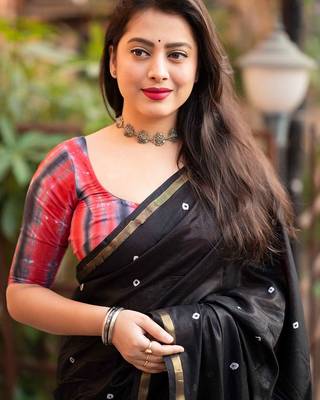black bandhani designer block print saree 3