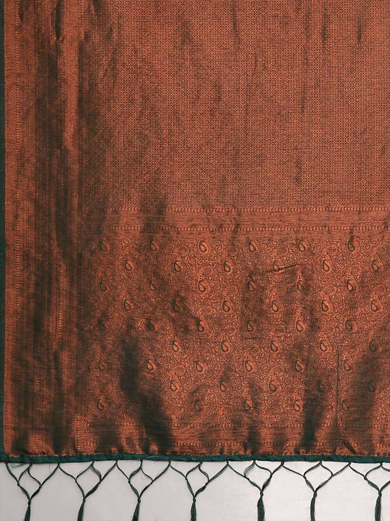 green woven design zari silk blend kanjeevaram saree