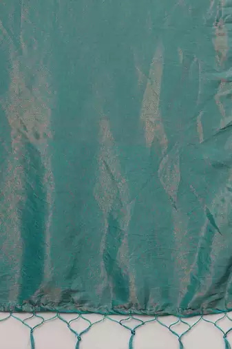 teal woven design zari silk blend kanjeevaram saree
