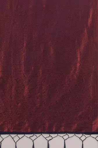 Purple ethnic motifs zari silk blend kanjeevaram saree