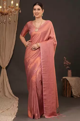 peach ethnic motifs silk blend designer kanjeevaram saree