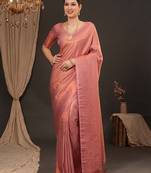 peach ethnic motifs silk blend designer kanjeevaram saree