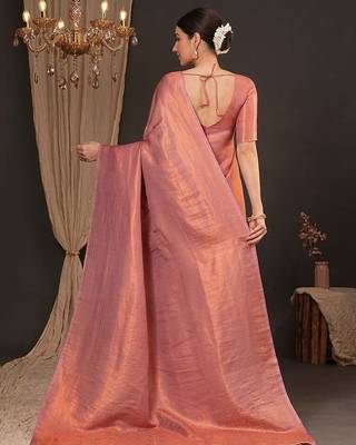peach ethnic motifs silk blend designer kanjeevaram saree 2