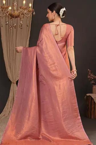 peach ethnic motifs silk blend designer kanjeevaram saree