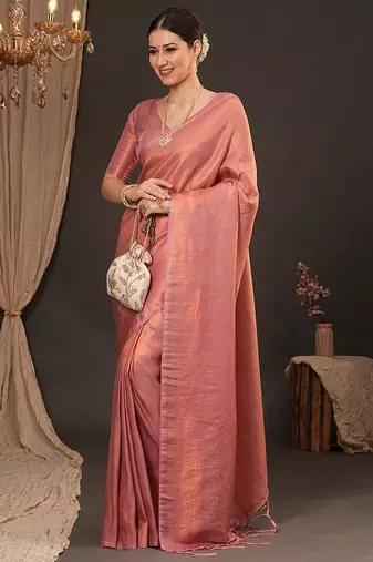 peach ethnic motifs silk blend designer kanjeevaram saree