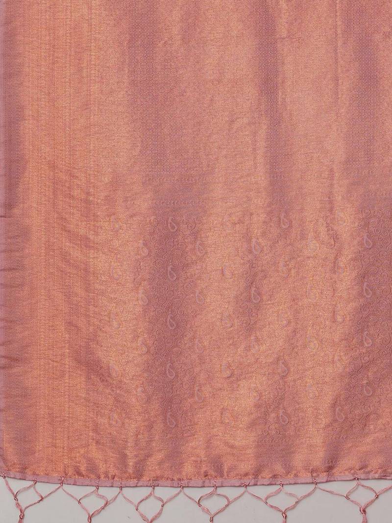 peach ethnic motifs silk blend designer kanjeevaram saree