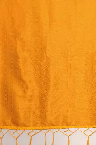 Yellow ethnic motifs zari silk blend kanjeevaram saree