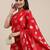 red red & gold-toned floral satin saree