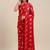 red red & gold-toned floral satin saree