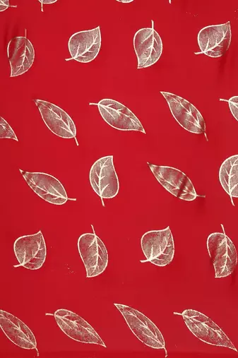 red red & gold-toned floral satin saree
