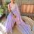 lavender lavender & pink embellished sequinned poly georgette saree