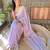 lavender lavender & pink embellished sequinned poly georgette saree