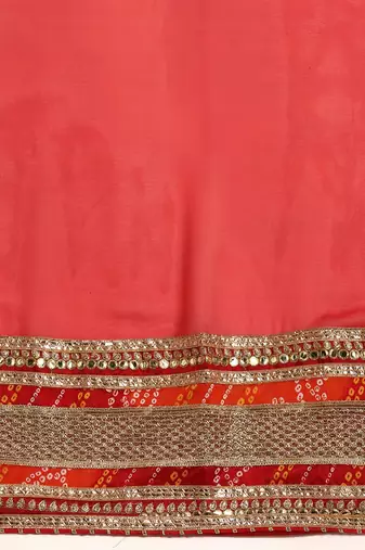 red red & orange bandhani embroidered poly georgette designer bandhani saree