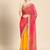 pink pink & yellow bandhani embroidered poly georgette designer bandhani saree