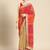 beige beige & red bandhani embroidered poly georgette designer bandhani saree
