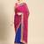 blue blue & pink bandhani embroidered poly georgette designer bandhani saree